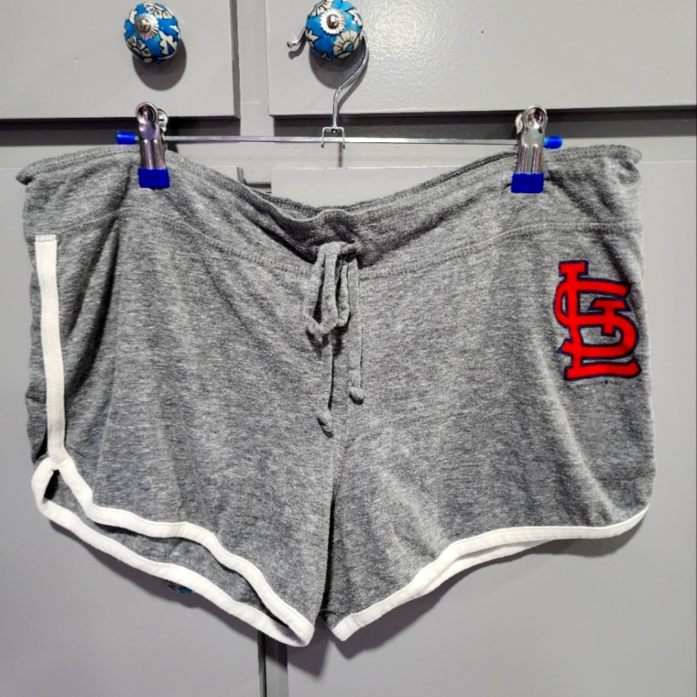 MLB STL Cardinals Gray Women's Shorts with Red Logo, XL